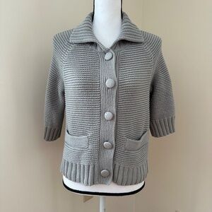 *J. JILL* Gray Knitted Button Down Sweater Size Small